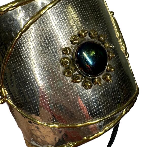 Vintage Lunacy Designs Hand Crafted Mixed Metal Mini Purse Bag Gold Silver Stone - Picture 4 of 11